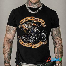 Mens T shirt Tee Crew Neck Graphic Prints Motorcycle Hot