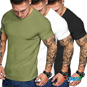 Mens T shirt Tee Crew Neck Solid Color Street Casual Short