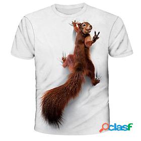 Mens T shirt Tee Tee Round Neck Graphic Animal Squirrel