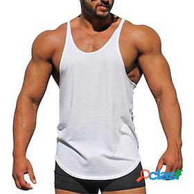 Mens Tank Top Vest Top Sleeveless Shirt Crewneck Plain