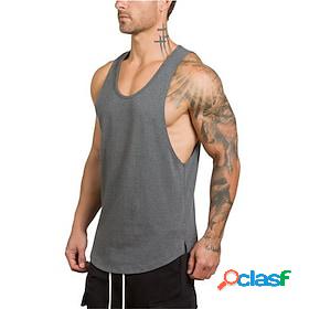 Mens Tank Top Vest Undershirt Crew Neck Solid Color Green