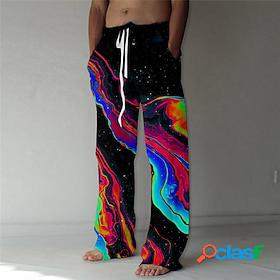 Mens Trousers Summer Pants Beach Pants Abstract Graphic