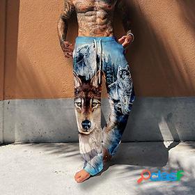 Mens Trousers Summer Pants Beach Pants Animal Wolf Graphic