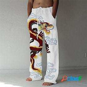 Mens Trousers Summer Pants Beach Pants Dragon Graphic Prints