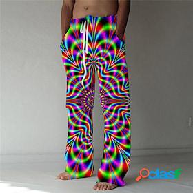 Mens Trousers Summer Pants Beach Pants Optical Illusion