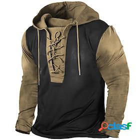 Mens Unisex Pullover Hoodie Sweatshirt Pullover Color Block