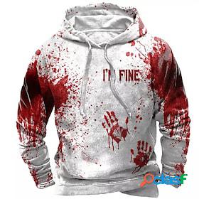 Mens Unisex Pullover Hoodie Sweatshirt Red Graphic Prints