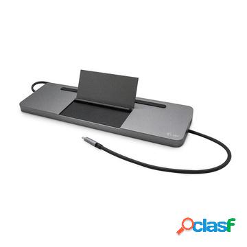Metal usb-c ergonomic 4k 3x display docking station + power