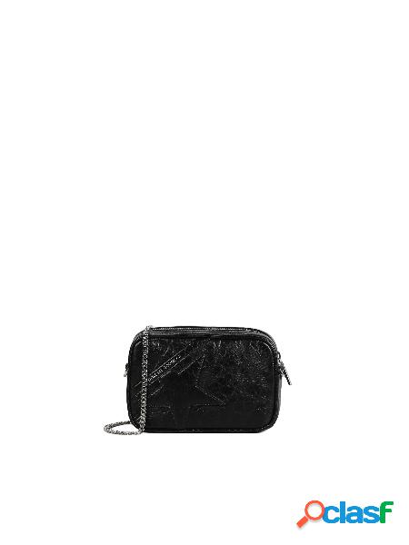 Mini star bag in pelle con stella tono su tono