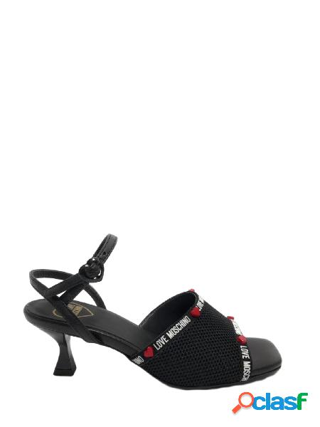 Moschino Love sandalo con fascia a rete nero