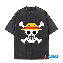 One Piece Monkey D.Rufy Maglietta T-shirt oversize lavata