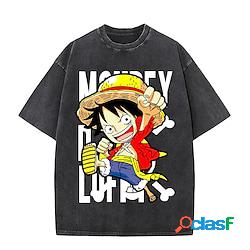 One Piece Monkey D.Rufy Maglietta T-shirt oversize lavata