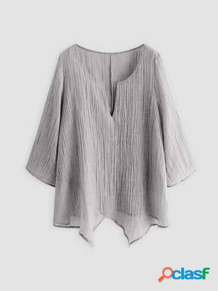 Oversize Sciolto Lino Donna Estate camicia (il Tessuto è un