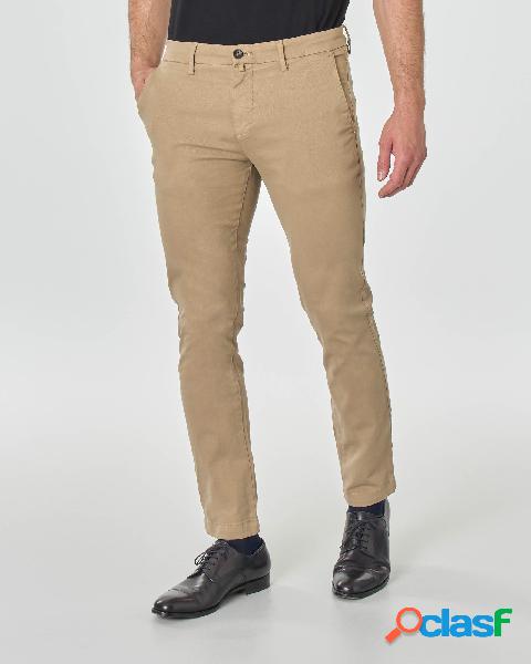 Pantalone chino beige in cotone stretch