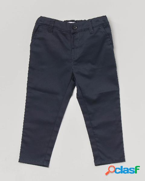 Pantalone chino blu in cotone elasticizzato 9-36 mesi
