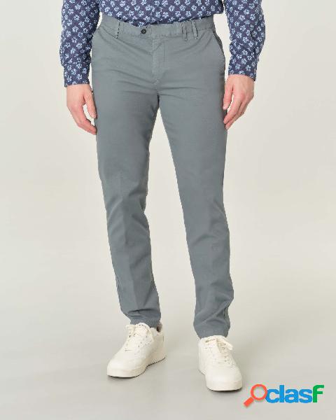 Pantalone chino grigio micro armatura in cotone