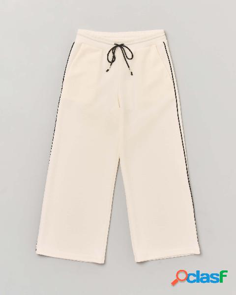 Pantalone palazzo bianco in crêpe con coulisse 36-38