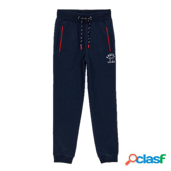 Pantaloni in felpa piping laterale e piccola stampa college