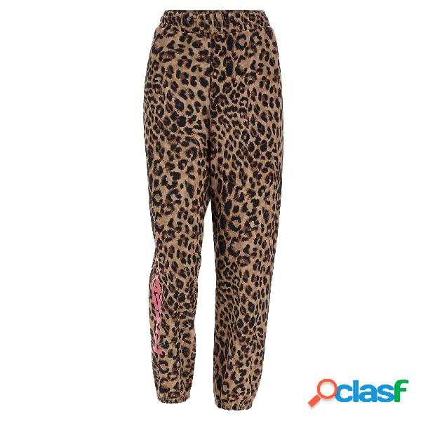 Pantaloni sportivi animalier con stampa a fondo gamba