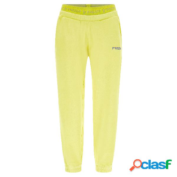 Pantaloni sportivi con elastico logato e logo nero in felpa