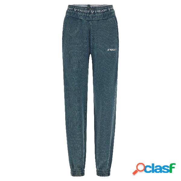 Pantaloni sportivi con elastico logato felpa effetto used