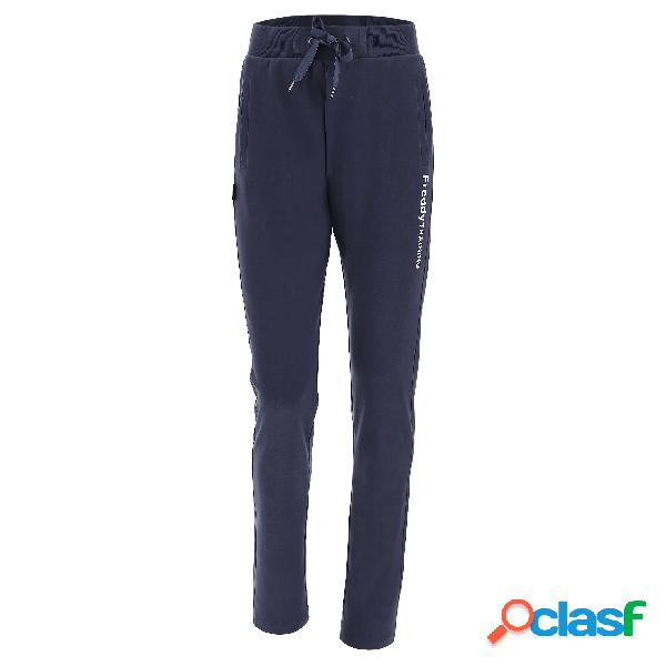 Pantaloni sportivi fondo dritto e stampa lucida sul fianco