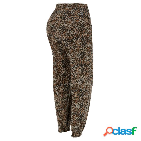 Pantaloni sportivi in felpa a fantasia animalier all over