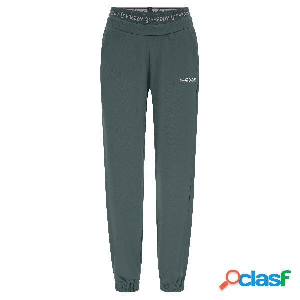 Pantaloni sportivi in felpa garzata con elastico logato
