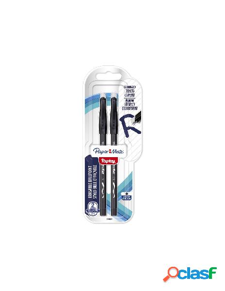 Papermate replay blister 2 penne cancellabili colore nero
