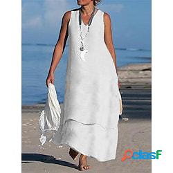 Per donna Abito casual Abito in cotone Vestito maxi Cotone