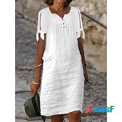 Per donna Abito in cotone e lino Abito casual Vestito a