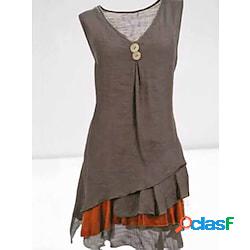 Per donna Vestito casual Abito in cotone e lino Vestito a