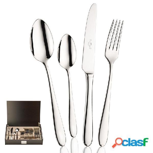 Pinti Palladium Servizio Posate 24 Pezzi Bauletto Legno In
