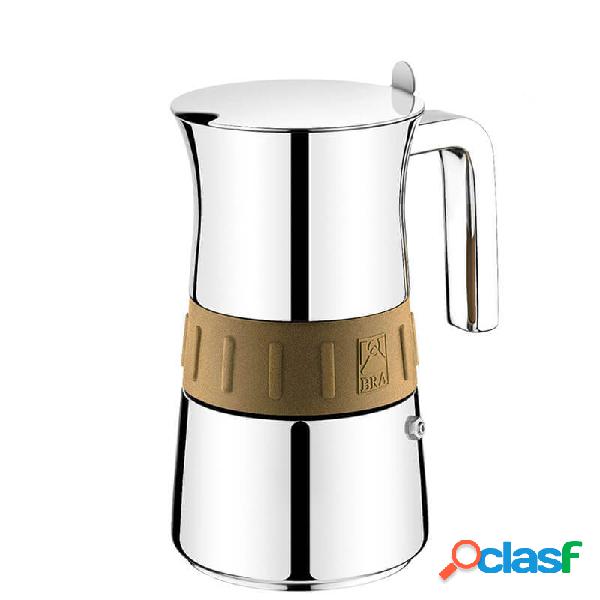 Pintinox Elegance Oro Caffettiera Moka 6 Tazze Acciaio Inox