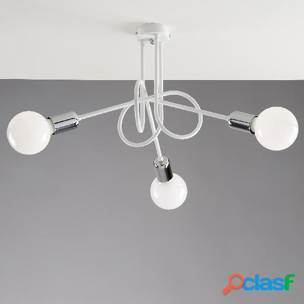 Plafoniera Pop in ferro laccato bianco con rifiniture cromo