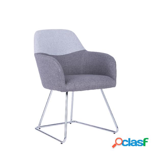 Poltroncina attesa in tessuto su slitta con braccioli in