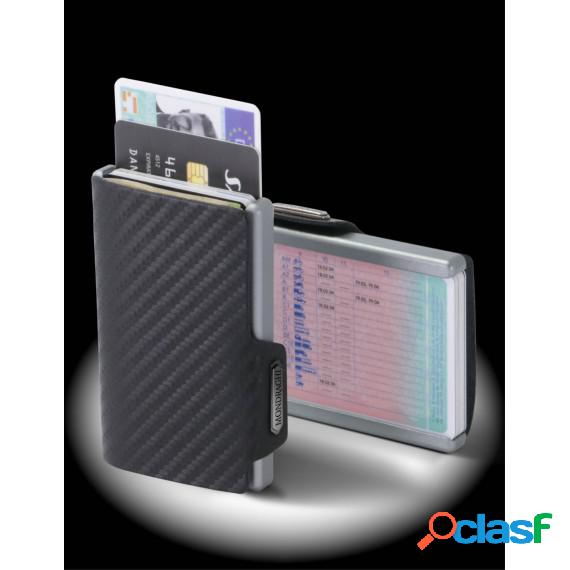 Porta Tessere Mondraghi Carbon - Mini Wallet In Pelle Con