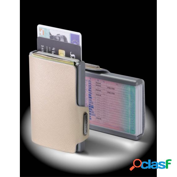 Porta Tessere Mondraghi Saffiano Gold - Mini Wallet In Pelle