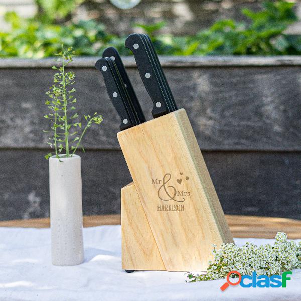Portacoltelli in Legno Personalizzato (incluso set di