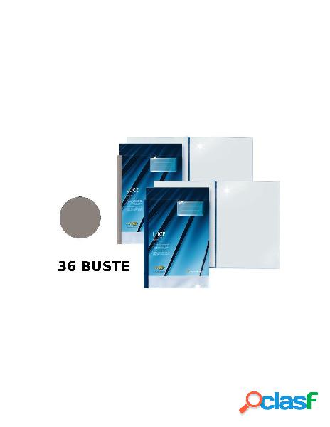 Portalistino 36 buste misura 22x30 cm colore grigio con