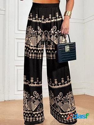 Printed Elstic Waist Wide Leg Pants