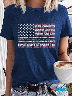 Printed On Independence Day Short Sleeves T-shirt