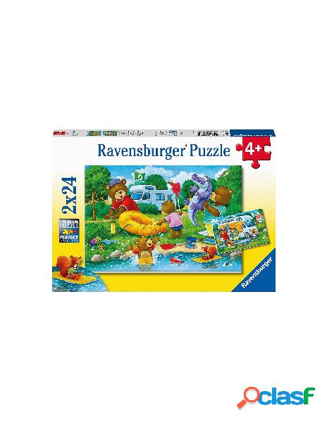 Puzzle 2x24 pz famiglia di orsi va in campeggio