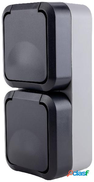 REV Completo Presa doppia AquaStorm Grigio chiaro, Nero