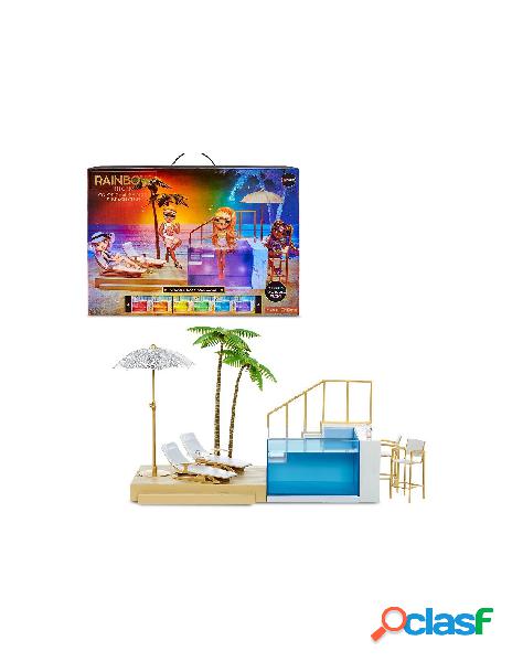 Rainbow high color change pool & beach club playset