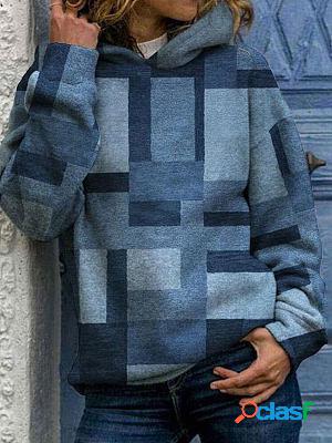 Relaxed Loose Geometric Print Hoodie