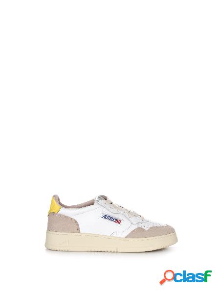 SNEAKERS AUTRY 01 LOW MAN LEAT/SUEDE WHT/YELLOW