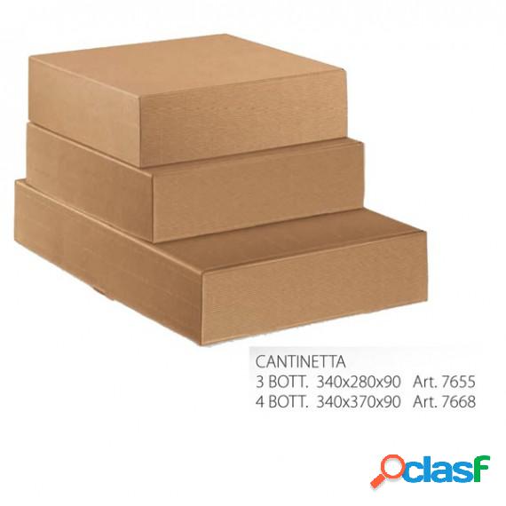 Scatola in cartone Onda avana - fino a 3 bottiglie - 34 x 28