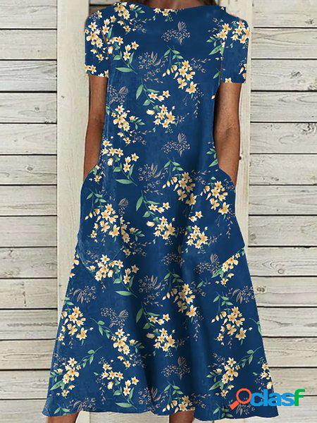 Sciolto Casuale Blu Floreale Abito