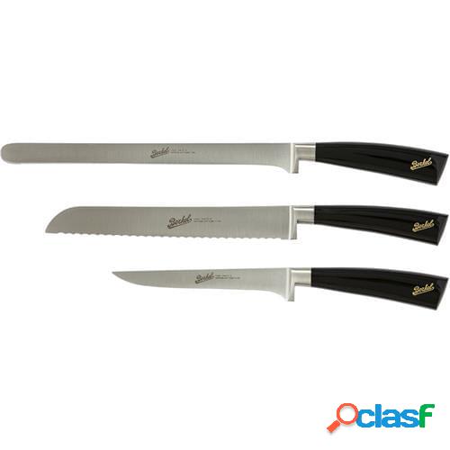 Set 3 coltelli prosciutto linea Elegance nero lucido di